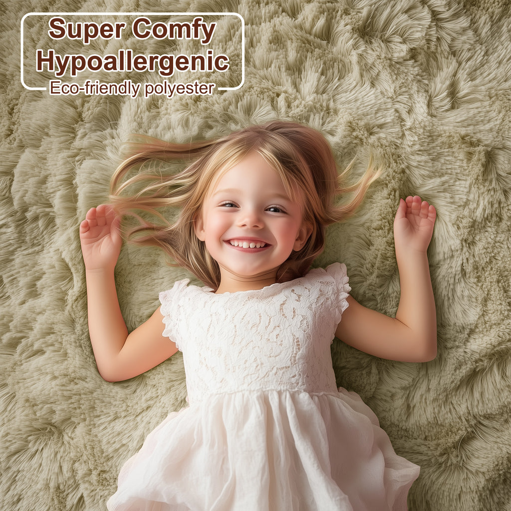 PAGISOFE Cute Furry Pastel Rug for Girls Bedroom, Soft Shag Rainbow Purple Tent Rugs for Livingroom, Kids Room, Playroom Nursery Home Decor, Plush Mermaid Kawaii Rug Fluffy Fuzzy Carpet 4x6 Area Rug