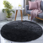 PAGISOFE Soft Black Round Rugs 8Ft Plush Shag Fuzzy Large Circle Area Rugs for Livingroom Bedroom Dorm Fluffy Shaggy Circular Rug for Kids Room,Non-Slip Home Decor Black Carpet for Teen's Room Decor