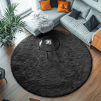 PAGISOFE Fluffy Kawaii Round Rug 4Ft for Girls Bedroom Decor, Purple Rainbow Mermaid Rugs for Kids Playroom, Teen Girl Room, Nursery, Dorm, Cute Furry Pastel Rug, Soft Plush Tent Carpet