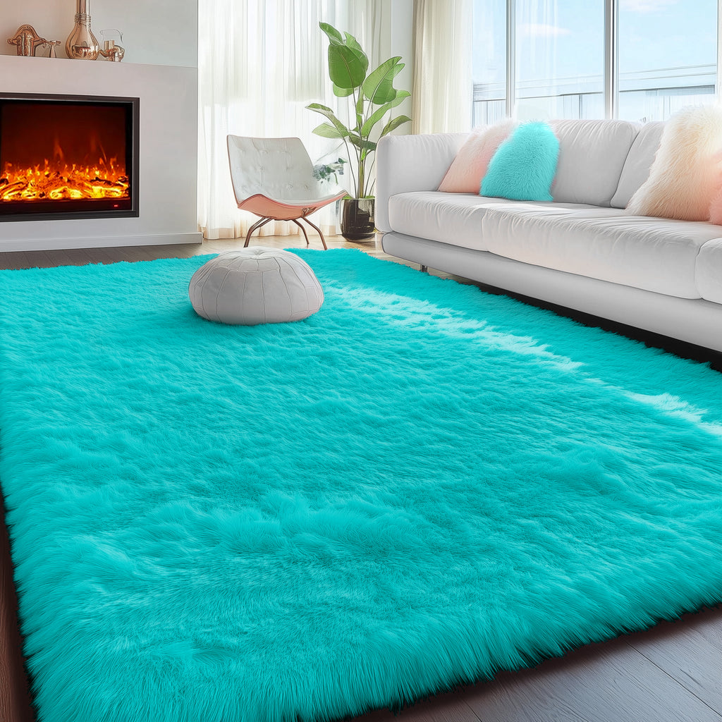 PAGISOFE Rainbow Purple Rugs for Girls Bedoom 5x7 Ft, Fluffy Cute Colorful Pastel Princess Carpet for Living-Room Kids Nursery, Ultra Soft Dorm Rug for Room Decor Aesthetic,Hot Pink Bedroom Decor