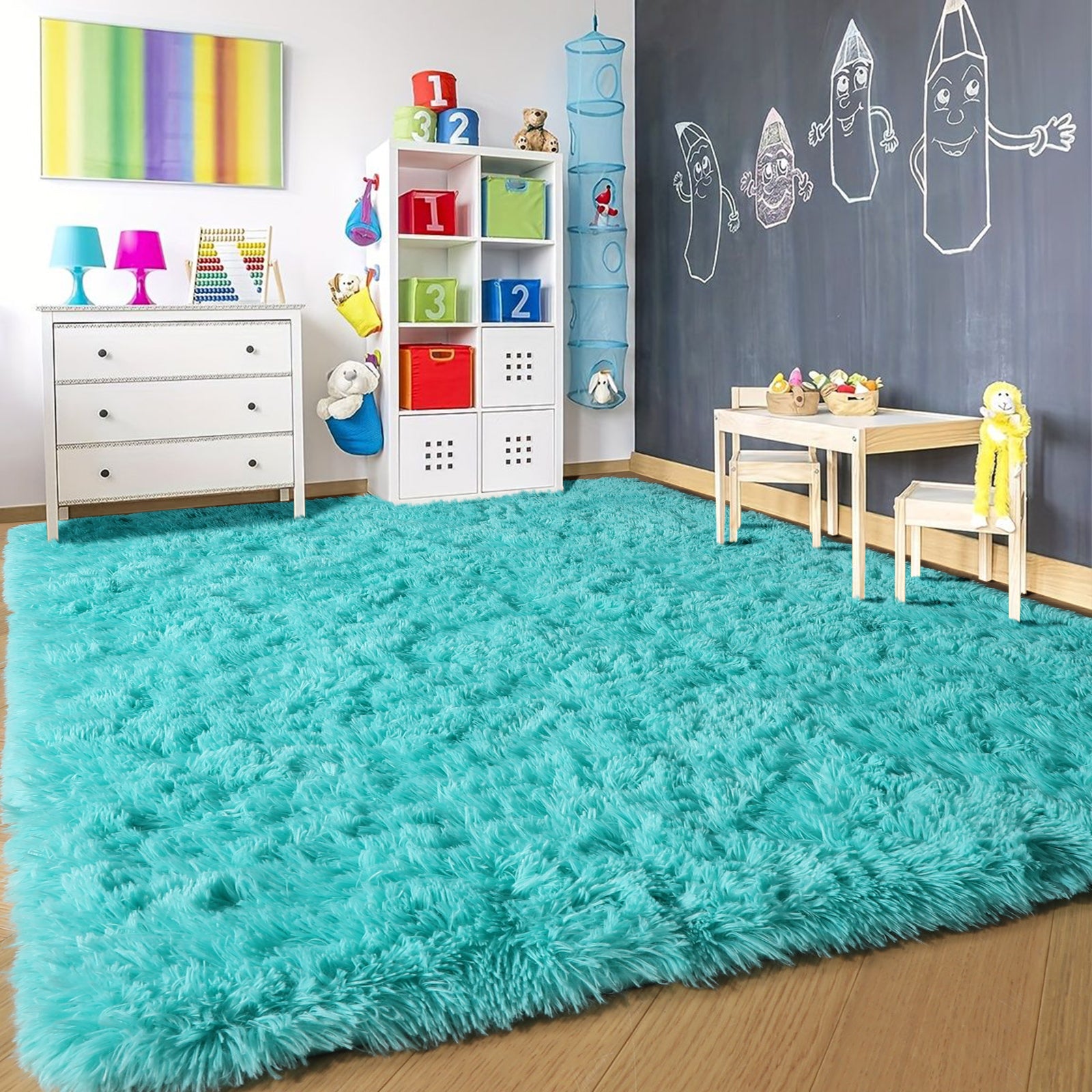 PAGISOFE Rainbow Purple Rugs for Girls Bedoom 5x7 Ft, Fluffy Cute Colorful Pastel Princess Carpet for Living-Room Kids Nursery, Ultra Soft Dorm Rug for Room Decor Aesthetic,Hot Pink Bedroom Decor
