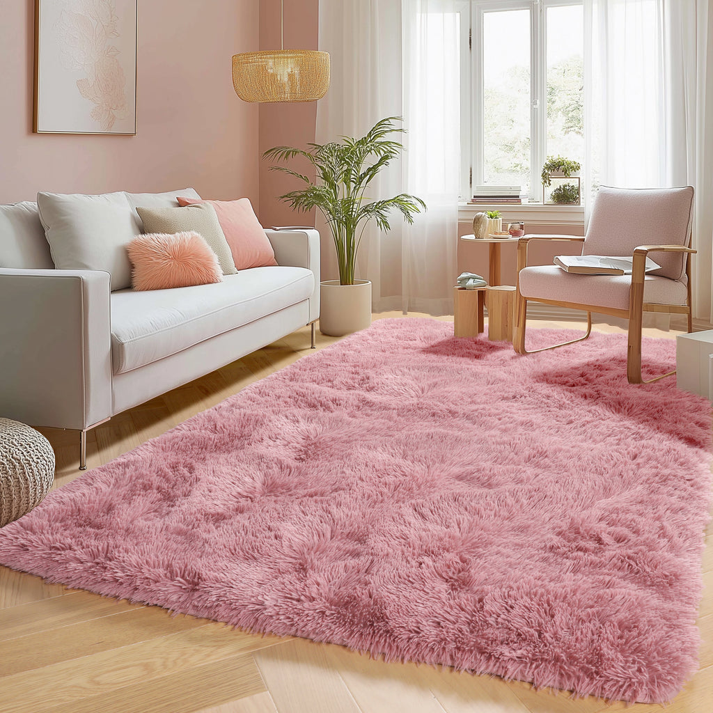 PAGISOFE Cute Furry Pastel Rug for Girls Bedroom, Soft Shag Rainbow Purple Tent Rugs for Livingroom, Kids Room, Playroom Nursery Home Decor, Plush Mermaid Kawaii Rug Fluffy Fuzzy Carpet 4x6 Area Rug