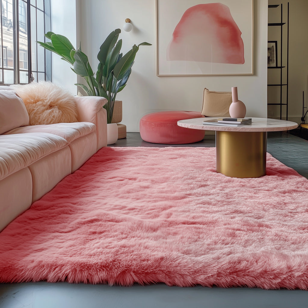 PAGISOFE Rainbow Purple Rugs for Girls Bedoom 5x7 Ft, Fluffy Cute Colorful Pastel Princess Carpet for Living-Room Kids Nursery, Ultra Soft Dorm Rug for Room Decor Aesthetic,Hot Pink Bedroom Decor
