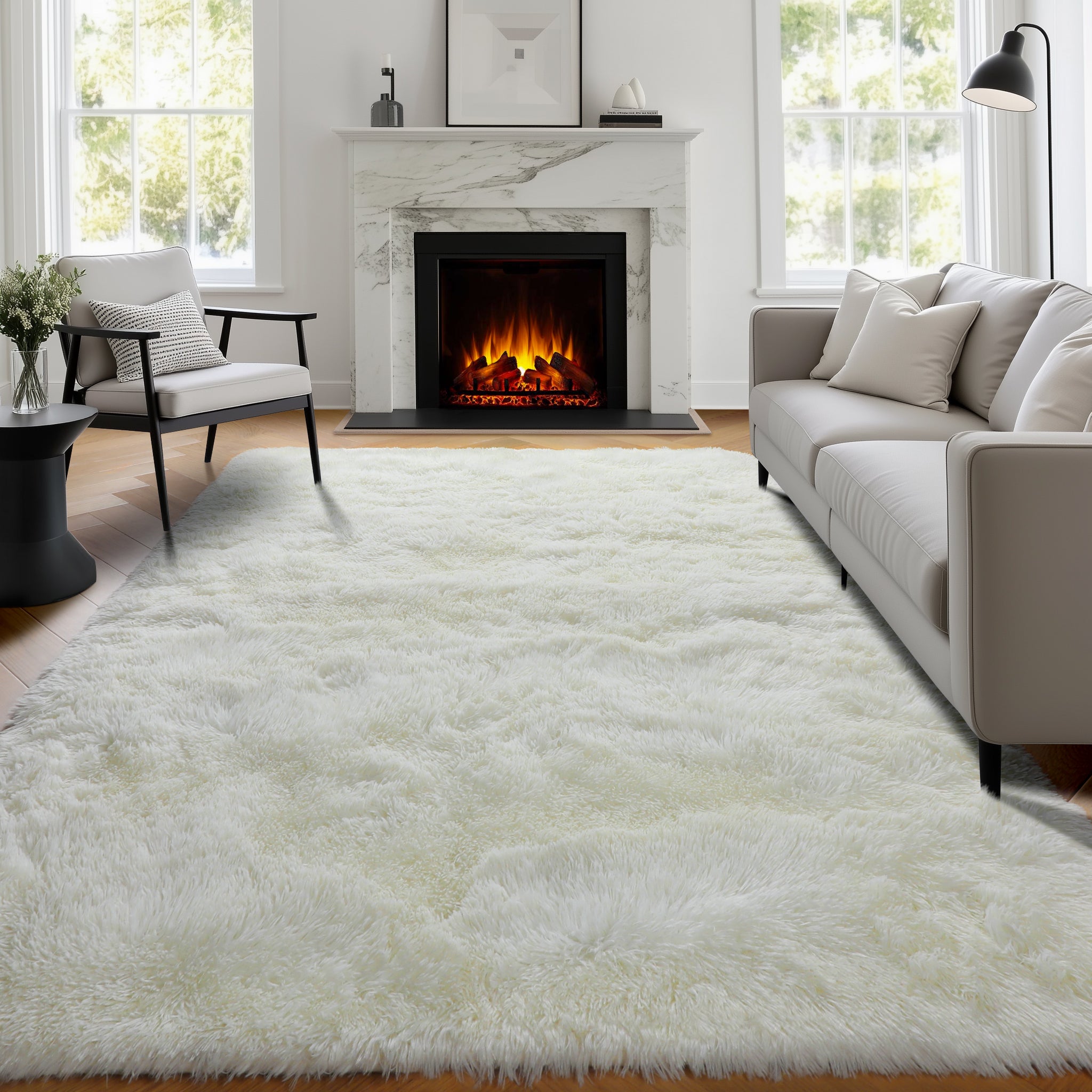 PAGISOFE Grey Fluffy Rugs for Bedroom 4x6 Area Rug Shag Rug for Kids Room Furry Carpet Modern Living Room Rug Soft Shaggy Boys Rug Fuzzy Throw Rugs for Home Decor Aesthetic, Dorm Nursery Gray