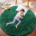 PAGISOFE Fluffy Kawaii Round Rug 4Ft for Girls Bedroom Decor, Purple Rainbow Mermaid Rugs for Kids Playroom, Teen Girl Room, Nursery, Dorm, Cute Furry Pastel Rug, Soft Plush Tent Carpet
