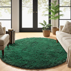 PAGISOFE Fluffy Kawaii Round Rug 4Ft for Girls Bedroom Decor, Purple Rainbow Mermaid Rugs for Kids Playroom, Teen Girl Room, Nursery, Dorm, Cute Furry Pastel Rug, Soft Plush Tent Carpet