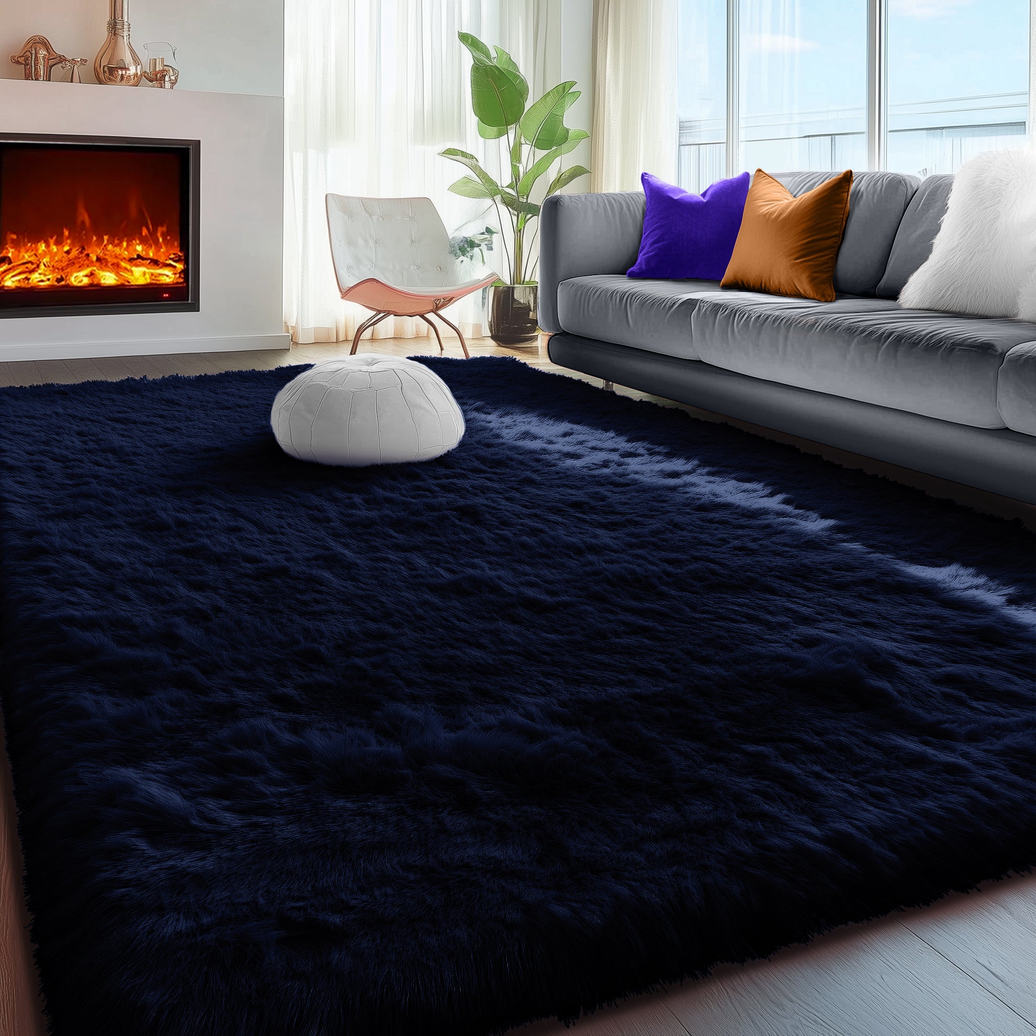 PAGISOFE Rainbow Purple Rugs for Girls Bedoom 5x8 Ft, Fluffy Cute Colorful Pastel Girls Rug, Plush Kawaii Rugs for Kids Room, Playroom Hot Pink Purple Bedroom Decor Ultra Soft Princess Carpet