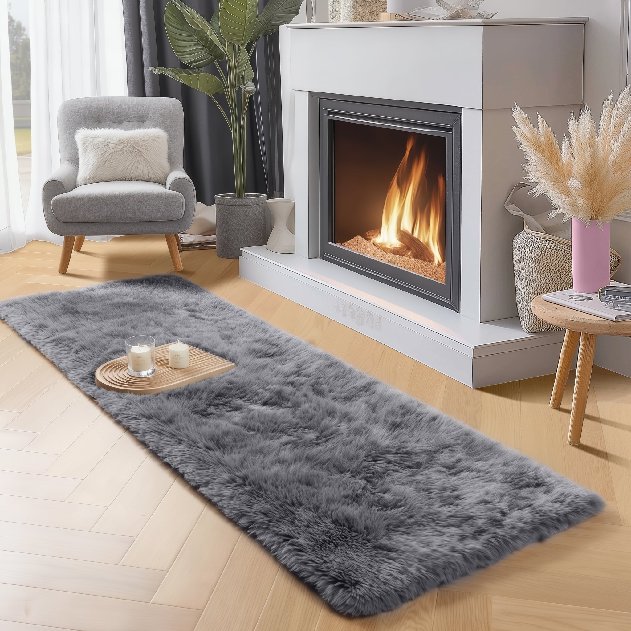 PAGISOFE Grey Runner Rug