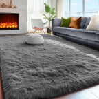 PAGISOFE 2x4 Small Bedroom Rug, Machine Washable Runner Rugs, Soft Plush Area Rug for Dorm, Kids Room, Office,Fuzzy Playroom Carpet, Alfombra para Sala, Furry Bedside Rug, Accent Faux Furry Grey Rugs