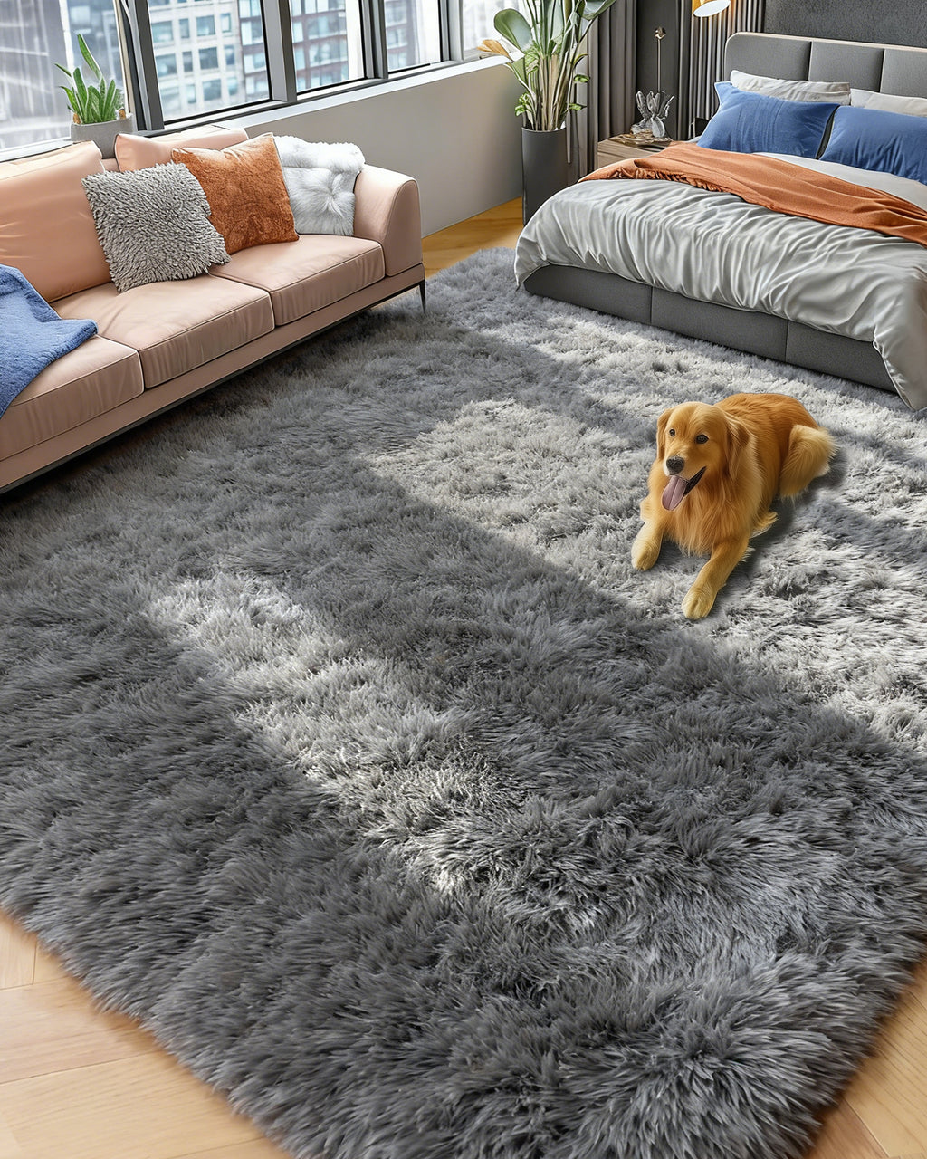 PAGISOFE Rainbow Rugs 6x9, Large Fluffy Soft Carpet,Plush Shaggy Rugs for Bedroom Girls,Kids Rooms,Fuzzy Nursery Rug for Baby's Toddler's Room, Clorful Rooms Decor for Teenage Pastel Kawaii Princess