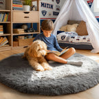 PAGISOFE Rainbow Purple Round Rug for Bedroom Girls 6Ft, Fluffy Cute Colorful Pastel Princess Carpet, Shaggy Girls Rug for Kids Room, Fuzzy Playroom Nursery Dorm Rugs, Hot Pink Purple Kids Room Decor