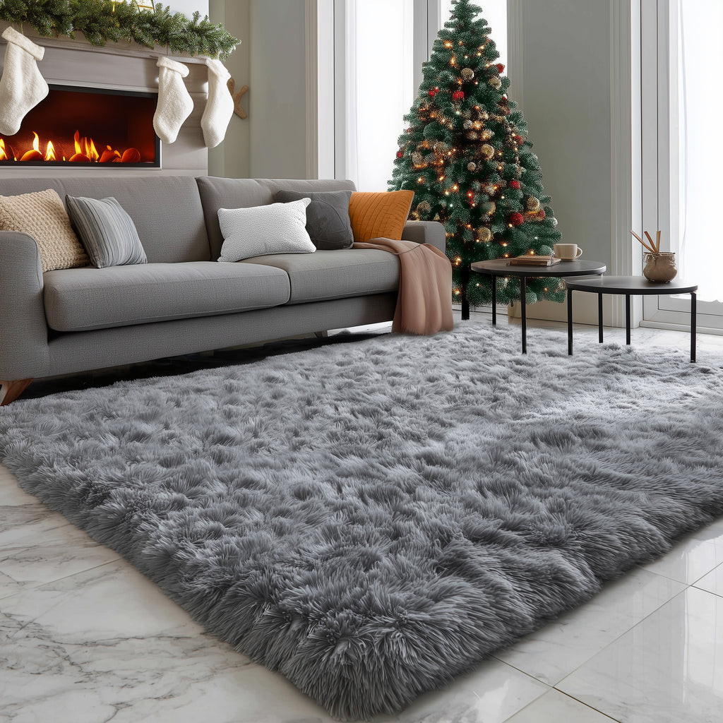 PAGISOFE Grey Fluffy Rugs for Bedroom 4x6 Area Rug Shag Rug for Kids Room Furry Carpet Modern Living Room Rug Soft Shaggy Boys Rug Fuzzy Throw Rugs for Home Decor Aesthetic, Dorm Nursery Gray