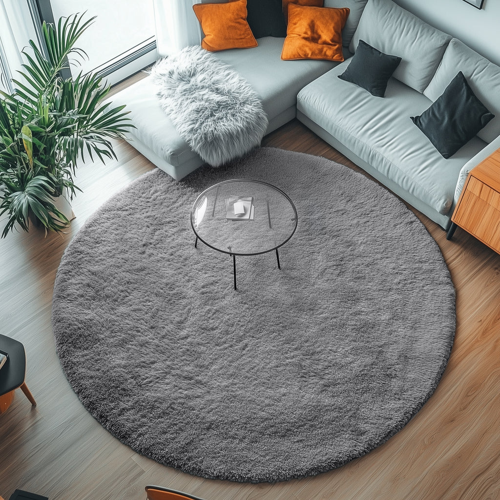 PAGISOFE Rainbow Purple Round Rug for Bedroom Girls 6Ft, Fluffy Cute Colorful Pastel Princess Carpet, Shaggy Girls Rug for Kids Room, Fuzzy Playroom Nursery Dorm Rugs, Hot Pink Purple Kids Room Decor