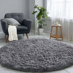 PAGISOFE Rainbow Purple Round Rug for Bedroom Girls 6Ft, Fluffy Cute Colorful Pastel Princess Carpet, Shaggy Girls Rug for Kids Room, Fuzzy Playroom Nursery Dorm Rugs, Hot Pink Purple Kids Room Decor