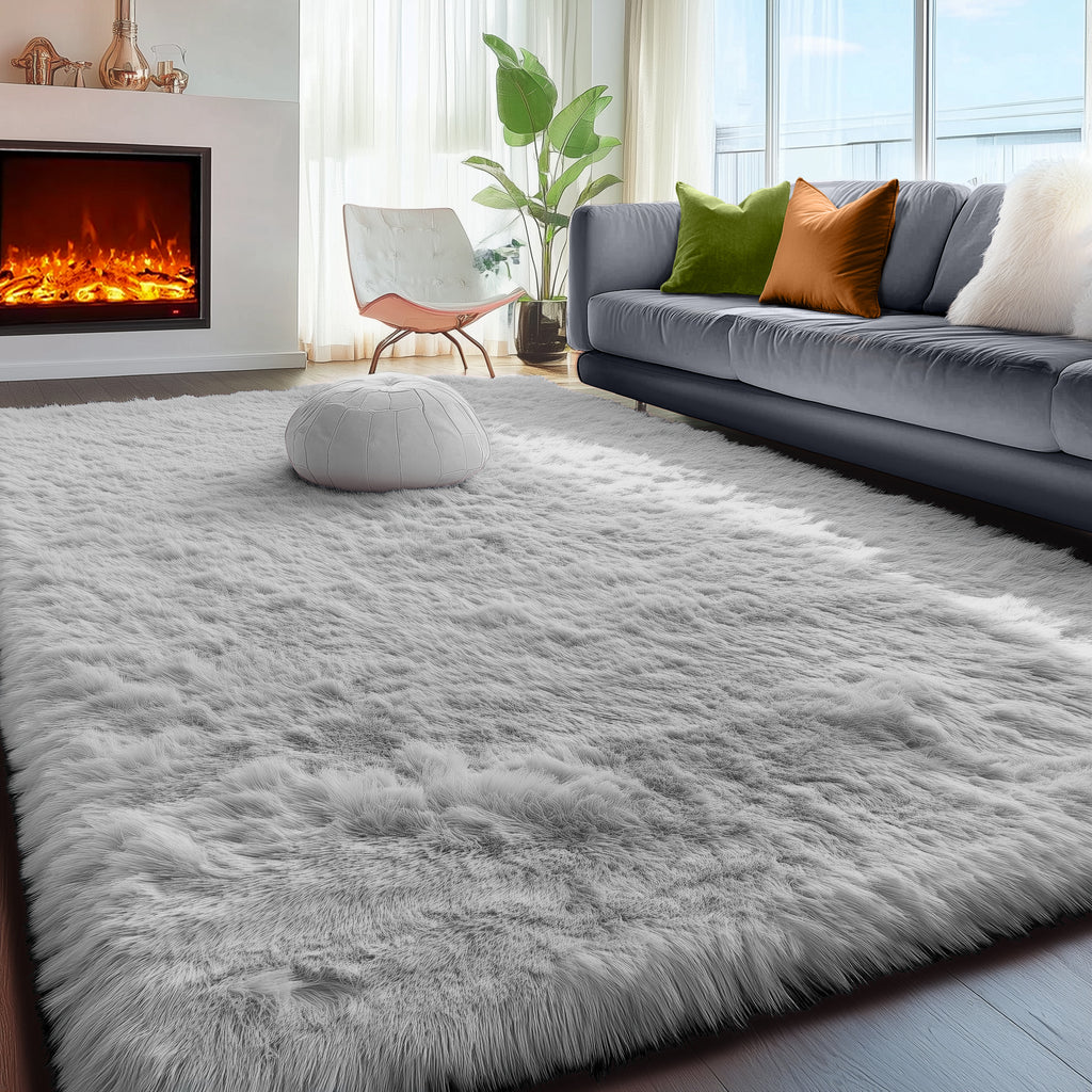 PAGISOFE Cute Furry Pastel Rug for Girls Bedroom, Soft Shag Rainbow Purple Tent Rugs for Livingroom, Kids Room, Playroom Nursery Home Decor, Plush Mermaid Kawaii Rug Fluffy Fuzzy Carpet 4x6 Area Rug