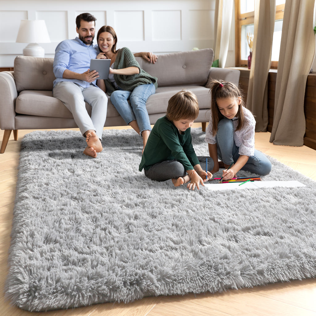 PAGISOFE Dark Grey Large Area Rugs for Living Room Carpet, 8x10 Rug, Big Fluffy Modern Area Rug, Shaggy Indoor Soft Rugs for Playroom, Men, Women, Kids Bedroom Rug, Home Decor, Plush Fuzzy Shag Rug