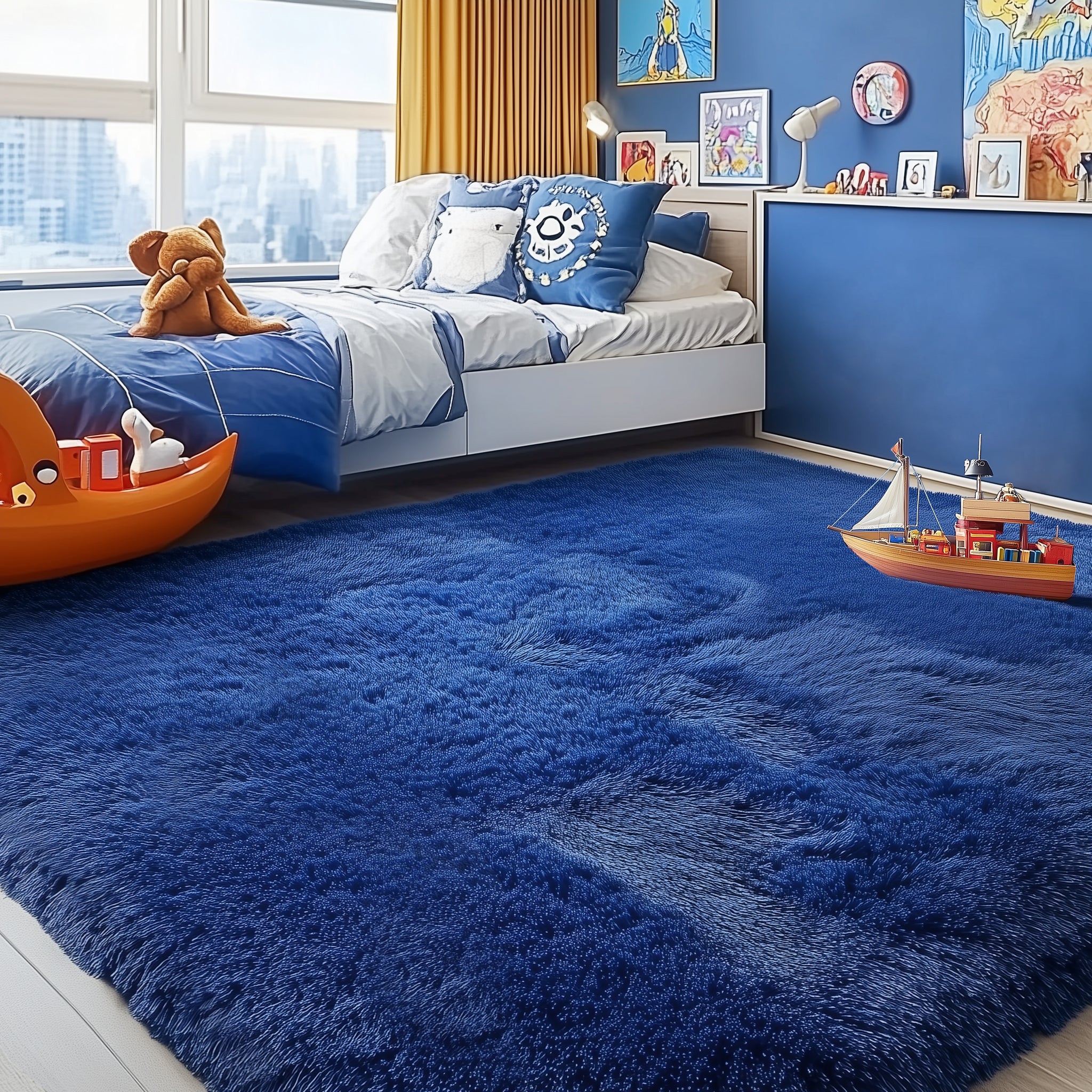 PAGISOFE Dark Grey Large Area Rugs for Living Room Carpet, 8x10 Rug, Big Fluffy Modern Area Rug, Shaggy Indoor Soft Rugs for Playroom, Men, Women, Kids Bedroom Rug, Home Decor, Plush Fuzzy Shag Rug