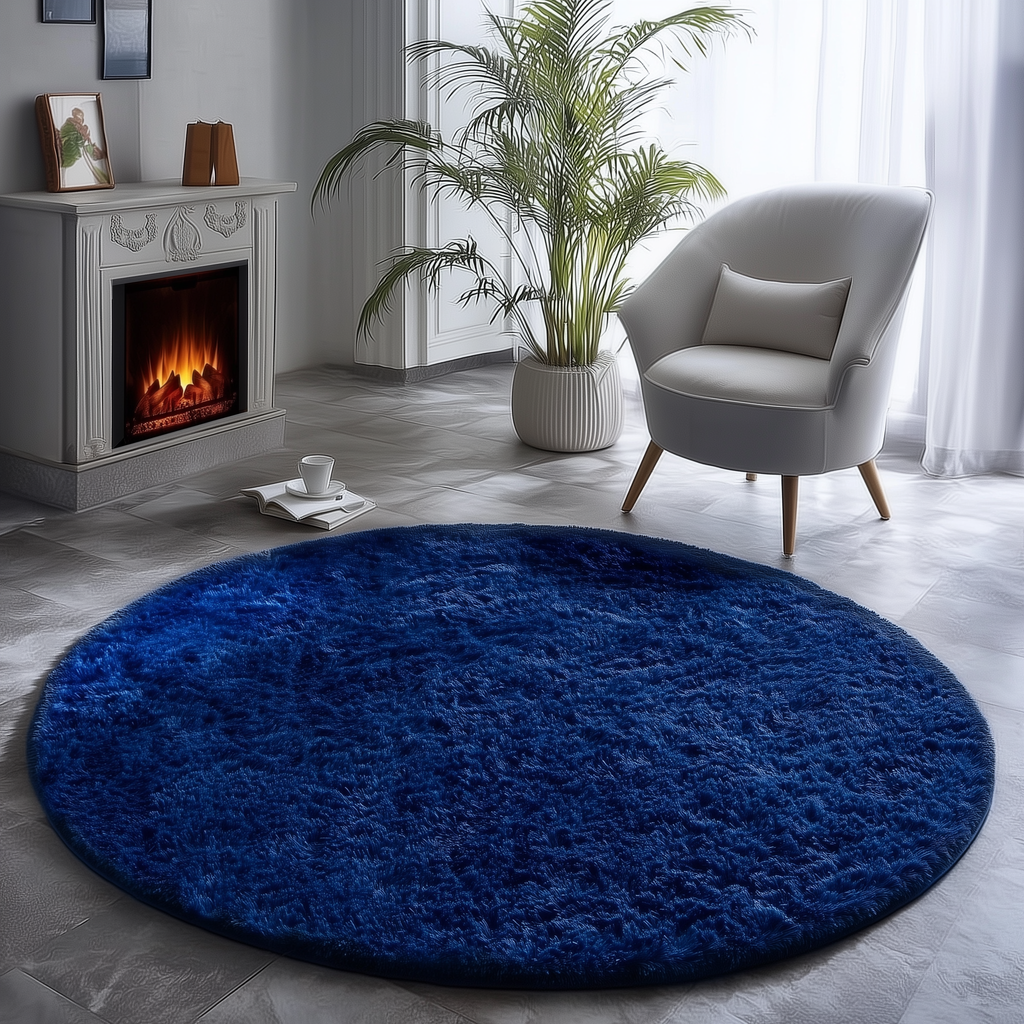 PAGISOFE Fluffy Kawaii Round Rug 4Ft for Girls Bedroom Decor, Purple Rainbow Mermaid Rugs for Kids Playroom, Teen Girl Room, Nursery, Dorm, Cute Furry Pastel Rug, Soft Plush Tent Carpet