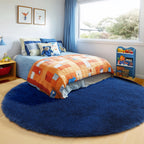 PAGISOFE Fluffy Kawaii Round Rug 4Ft for Girls Bedroom Decor, Purple Rainbow Mermaid Rugs for Kids Playroom, Teen Girl Room, Nursery, Dorm, Cute Furry Pastel Rug, Soft Plush Tent Carpet