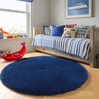 PAGISOFE Fluffy Kawaii Round Rug 4Ft for Girls Bedroom Decor, Purple Rainbow Mermaid Rugs for Kids Playroom, Teen Girl Room, Nursery, Dorm, Cute Furry Pastel Rug, Soft Plush Tent Carpet