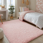 PAGISOFE Rainbow Purple Rugs for Girls Bedoom 5x8 Ft, Fluffy Cute Colorful Pastel Girls Rug, Plush Kawaii Rugs for Kids Room, Playroom Hot Pink Purple Bedroom Decor Ultra Soft Princess Carpet