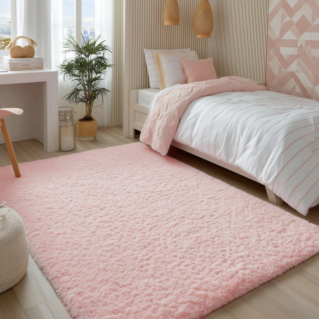 PAGISOFE Cute Furry Pastel Rug for Girls Bedroom, Soft Shag Rainbow Purple Tent Rugs for Livingroom, Kids Room, Playroom Nursery Home Decor, Plush Mermaid Kawaii Rug Fluffy Fuzzy Carpet 4x6 Area Rug