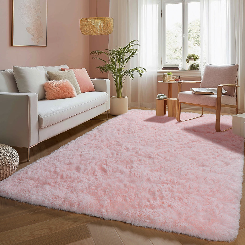 PAGISOFE Rainbow Purple Rugs for Girls Bedoom 5x8 Ft, Fluffy Cute Colorful Pastel Girls Rug, Plush Kawaii Rugs for Kids Room, Playroom Hot Pink Purple Bedroom Decor Ultra Soft Princess Carpet