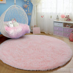 PAGISOFE Rainbow Purple Round Rug for Bedroom Girls 6Ft, Fluffy Cute Colorful Pastel Princess Carpet, Shaggy Girls Rug for Kids Room, Fuzzy Playroom Nursery Dorm Rugs, Hot Pink Purple Kids Room Decor
