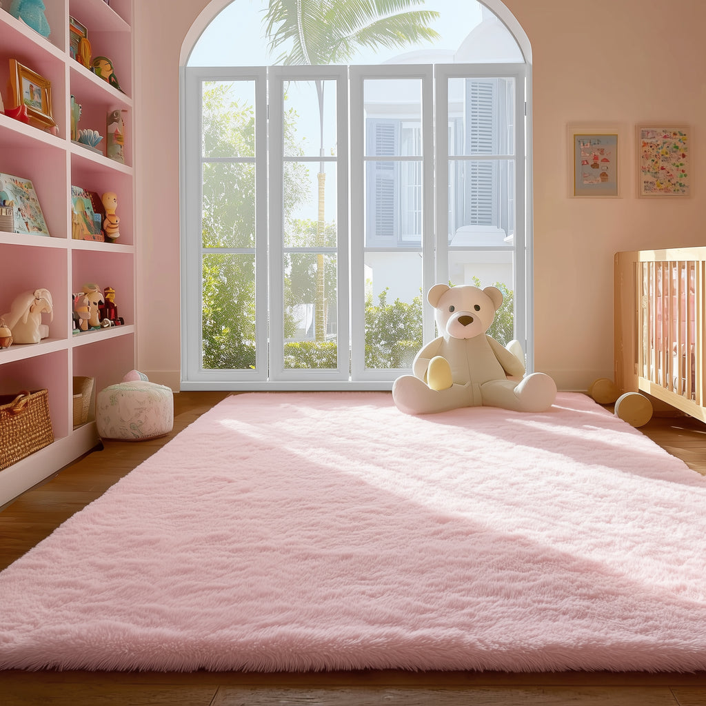 PAGISOFE Rainbow Purple Rugs for Girls Bedoom 5x7 Ft, Fluffy Cute Colorful Pastel Princess Carpet for Living-Room Kids Nursery, Ultra Soft Dorm Rug for Room Decor Aesthetic,Hot Pink Bedroom Decor