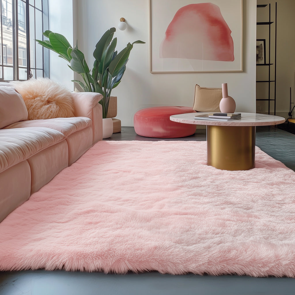 PAGISOFE Rainbow Purple Rugs for Girls Bedoom 5x7 Ft, Fluffy Cute Colorful Pastel Princess Carpet for Living-Room Kids Nursery, Ultra Soft Dorm Rug for Room Decor Aesthetic,Hot Pink Bedroom Decor