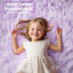 PAGISOFE Fluffy Kawaii Round Rug 4Ft for Girls Bedroom Decor, Purple Rainbow Mermaid Rugs for Kids Playroom, Teen Girl Room, Nursery, Dorm, Cute Furry Pastel Rug, Soft Plush Tent Carpet