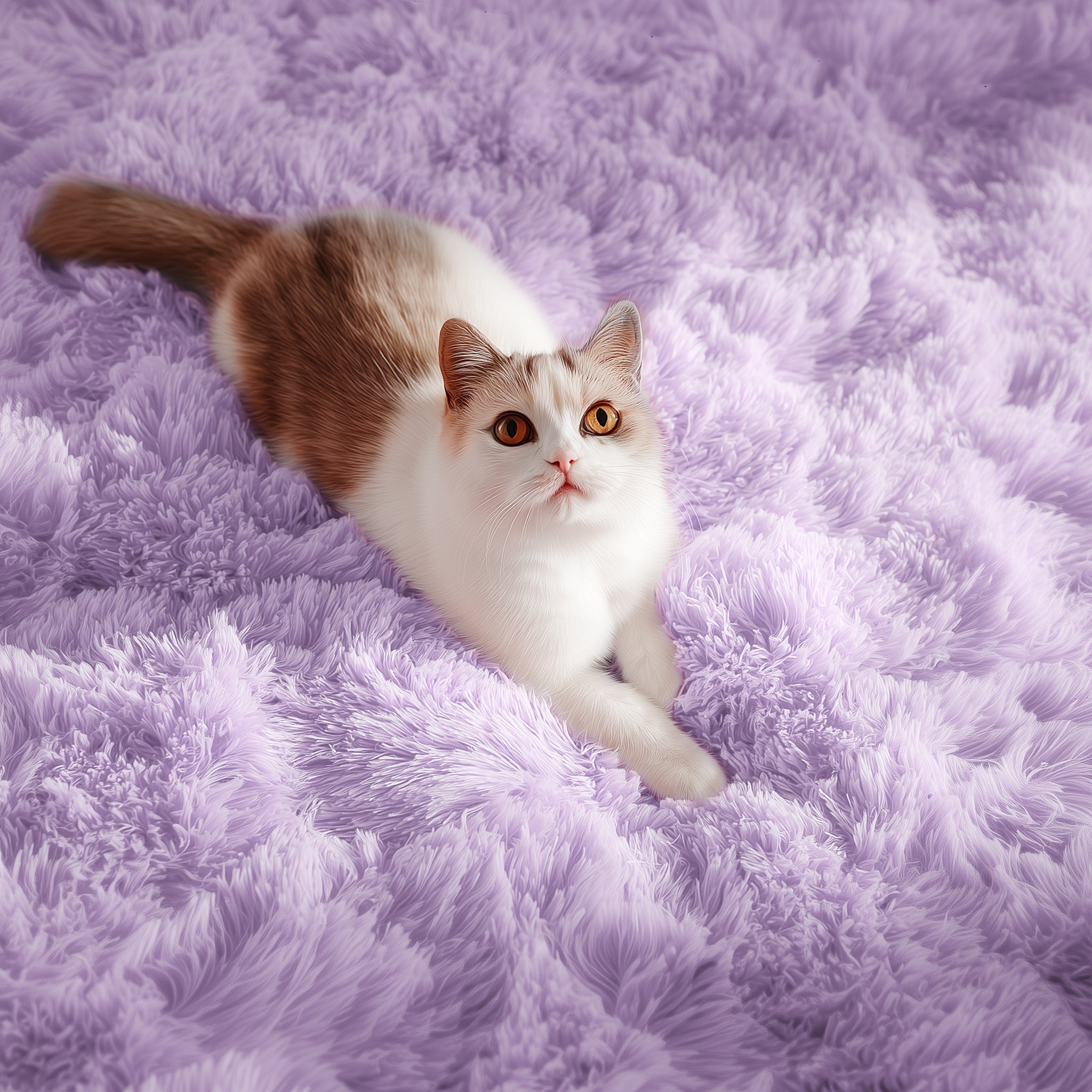 PAGISOFE Fluffy Kawaii Round Rug 4Ft for Girls Bedroom Decor, Purple Rainbow Mermaid Rugs for Kids Playroom, Teen Girl Room, Nursery, Dorm, Cute Furry Pastel Rug, Soft Plush Tent Carpet