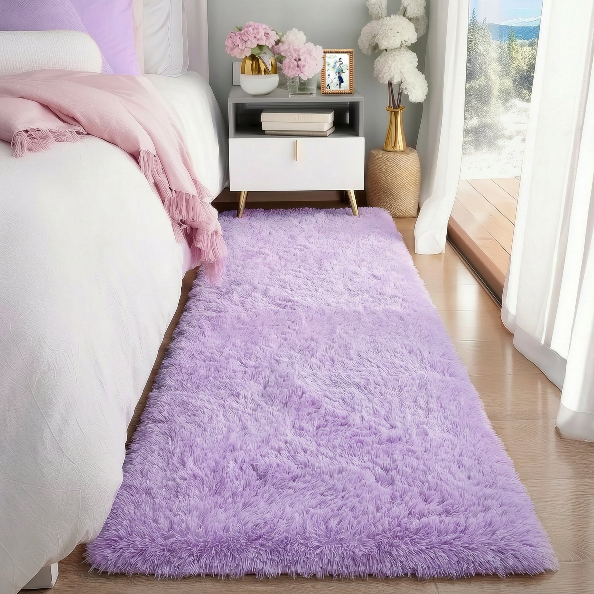 PAGISOFE Rainbow Runner Rugs for Girls Bedroom Hallway Plush Fluffy Rug 2x6 Ft, Soft Kawaii Carpet for Living Room, Non-Slip Indoor Princess Rugs for Nursery Kids Girls Room Home Decor Cute Colorful