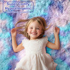 PAGISOFE Furry Rainbow Rugs for Bedroom Girls, 2x3 Soft Purple Shag Tent Rugs for Livingroom, Kids Room, Nursery, Home Decor, Fluffy Fuzzy Carpet, Plush Mermaid Kawaii Throw Rug, Accent Rug