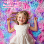 PAGISOFE Cute Furry Pastel Rug for Girls Bedroom, Soft Shag Rainbow Purple Tent Rugs for Livingroom, Kids Room, Playroom Nursery Home Decor, Plush Mermaid Kawaii Rug Fluffy Fuzzy Carpet 4x6 Area Rug