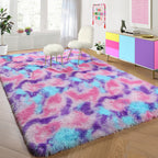 PAGISOFE Fluffy Soft Area Rug,Plush Furry for Girls Bedroom,Shaggy and Kawaii Rug for Playroom,Nursery,Baby's Toddler's Room,Cute and Colorful Room Decor for Kids,3x5,Rainbow