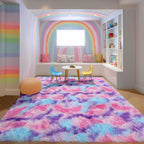 PAGISOFE Rainbow Rugs 6x9, Large Fluffy Soft Carpet,Plush Shaggy Rugs for Bedroom Girls,Kids Rooms,Fuzzy Nursery Rug for Baby's Toddler's Room, Clorful Rooms Decor for Teenage Pastel Kawaii Princess