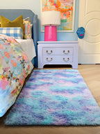 PAGISOFE Ultra Soft Rainbow Area Rugs for Girls Bedoom 4x6 Ft, Fluffy Cute Colorful Pastel Princess Carpet for Kids Teens Nursery,Dorm Rug for Room Decor Aesthetic,Hot Pink Purple Bedroom Decor