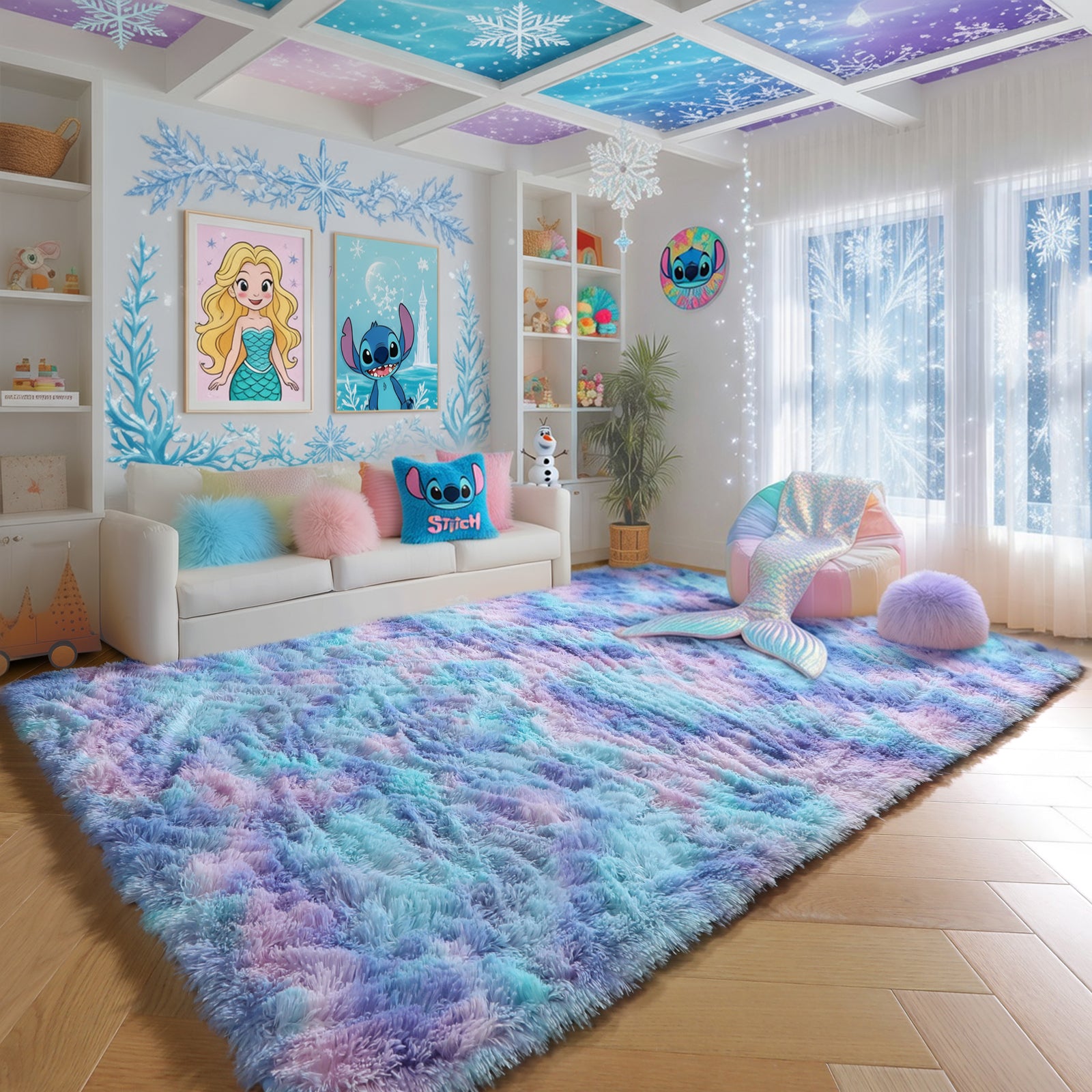 PAGISOFE Rainbow Rugs 6x9, Large Fluffy Soft Carpet,Plush Shaggy Rugs for Bedroom Girls,Kids Rooms,Fuzzy Nursery Rug for Baby's Toddler's Room, Clorful Rooms Decor for Teenage Pastel Kawaii Princess