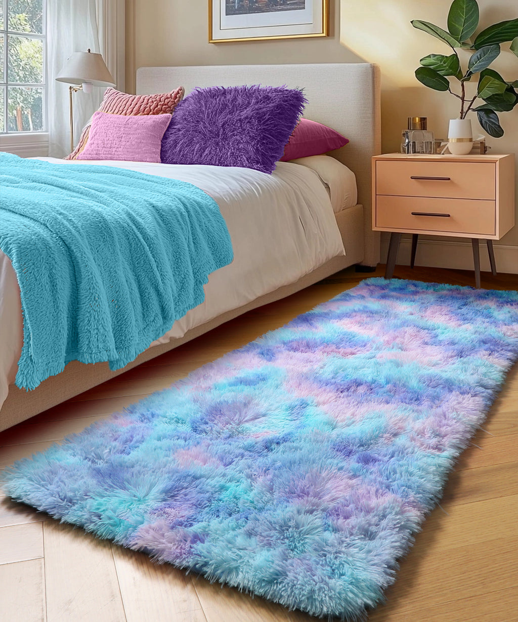 PAGISOFE Rainbow Runner Rugs for Girls Bedroom Hallway Plush Fluffy Rug 2x6 Ft, Soft Kawaii Carpet for Living Room, Non-Slip Indoor Princess Rugs for Nursery Kids Girls Room Home Decor Cute Colorful
