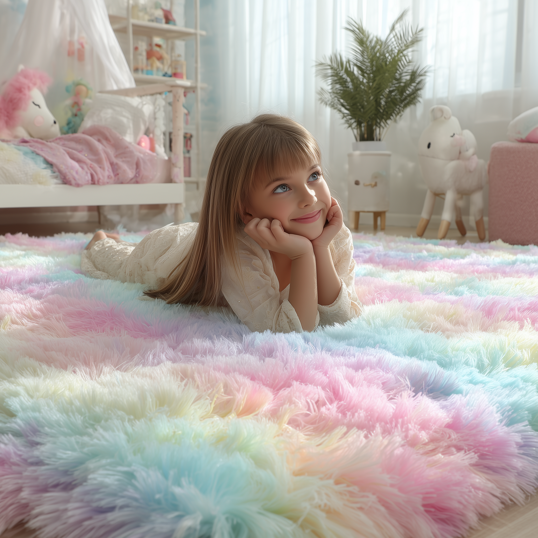PAGISOFE Grey Fluffy Rugs for Bedroom 4x6 Area Rug Shag Rug for Kids Room Furry Carpet Modern Living Room Rug Soft Shaggy Boys Rug Fuzzy Throw Rugs for Home Decor Aesthetic, Dorm Nursery Gray
