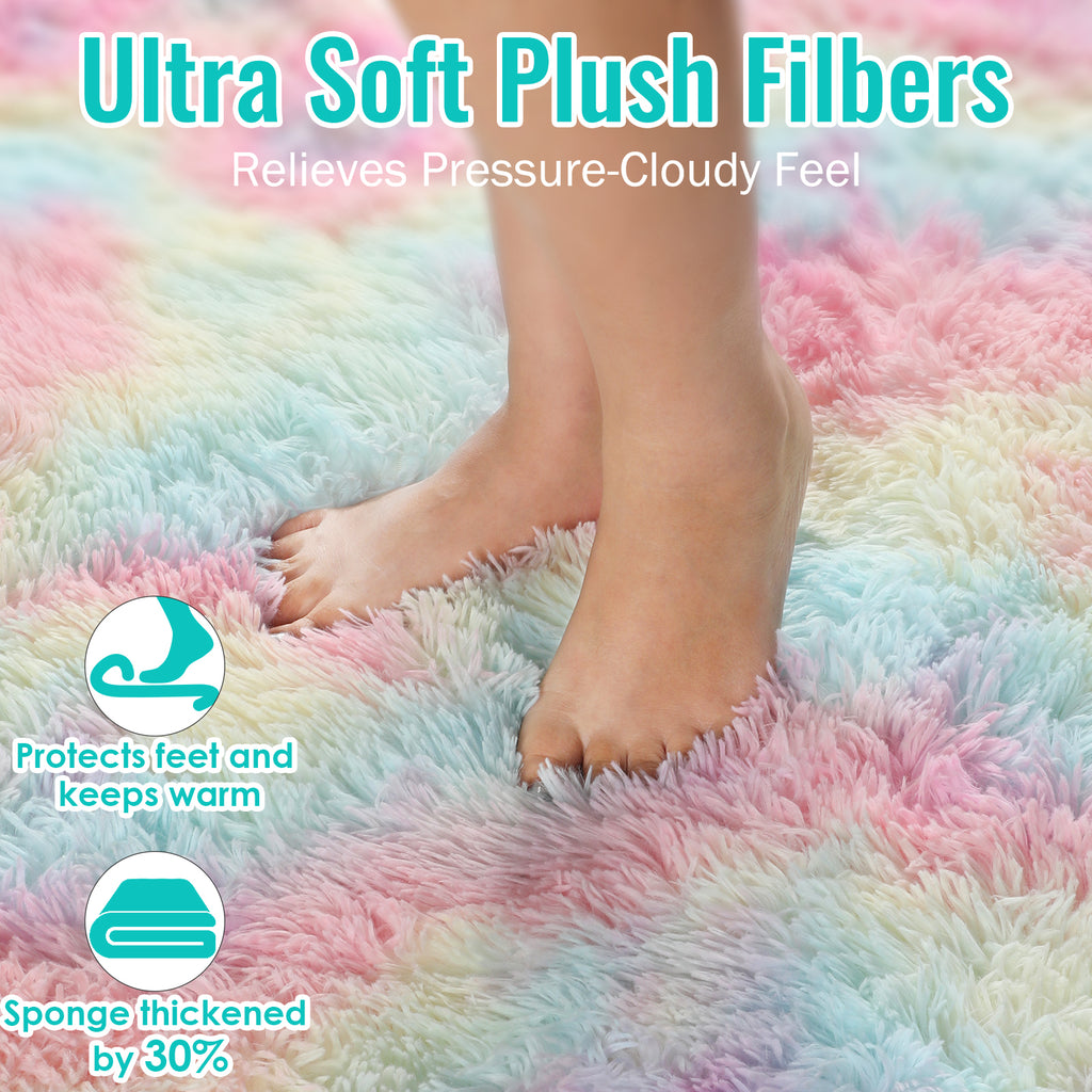 PAGISOFE Rainbow Rugs 6x9, Large Fluffy Soft Carpet,Plush Shaggy Rugs for Bedroom Girls,Kids Rooms,Fuzzy Nursery Rug for Baby's Toddler's Room, Clorful Rooms Decor for Teenage Pastel Kawaii Princess