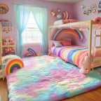 PAGISOFE Rainbow Rugs 6x9, Large Fluffy Soft Carpet,Plush Shaggy Rugs for Bedroom Girls,Kids Rooms,Fuzzy Nursery Rug for Baby's Toddler's Room, Clorful Rooms Decor for Teenage Pastel Kawaii Princess
