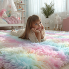 PAGISOFE Rainbow Runner Rugs for Girls Bedroom Hallway Plush Fluffy Rug 2x6 Ft, Soft Kawaii Carpet for Living Room, Non-Slip Indoor Princess Rugs for Nursery Kids Girls Room Home Decor Cute Colorful