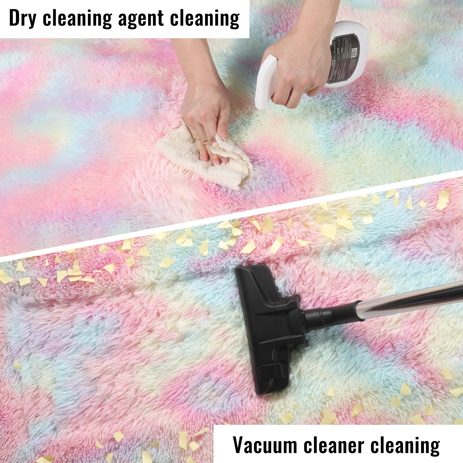 PAGISOFE Fluffy Soft Area Rug,Plush Furry for Girls Bedroom,Shaggy and Kawaii Rug for Playroom,Nursery,Baby's Toddler's Room,Cute and Colorful Room Decor for Kids,3x5,Rainbow