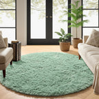PAGISOFE Fluffy Kawaii Round Rug 4Ft for Girls Bedroom Decor, Purple Rainbow Mermaid Rugs for Kids Playroom, Teen Girl Room, Nursery, Dorm, Cute Furry Pastel Rug, Soft Plush Tent Carpet