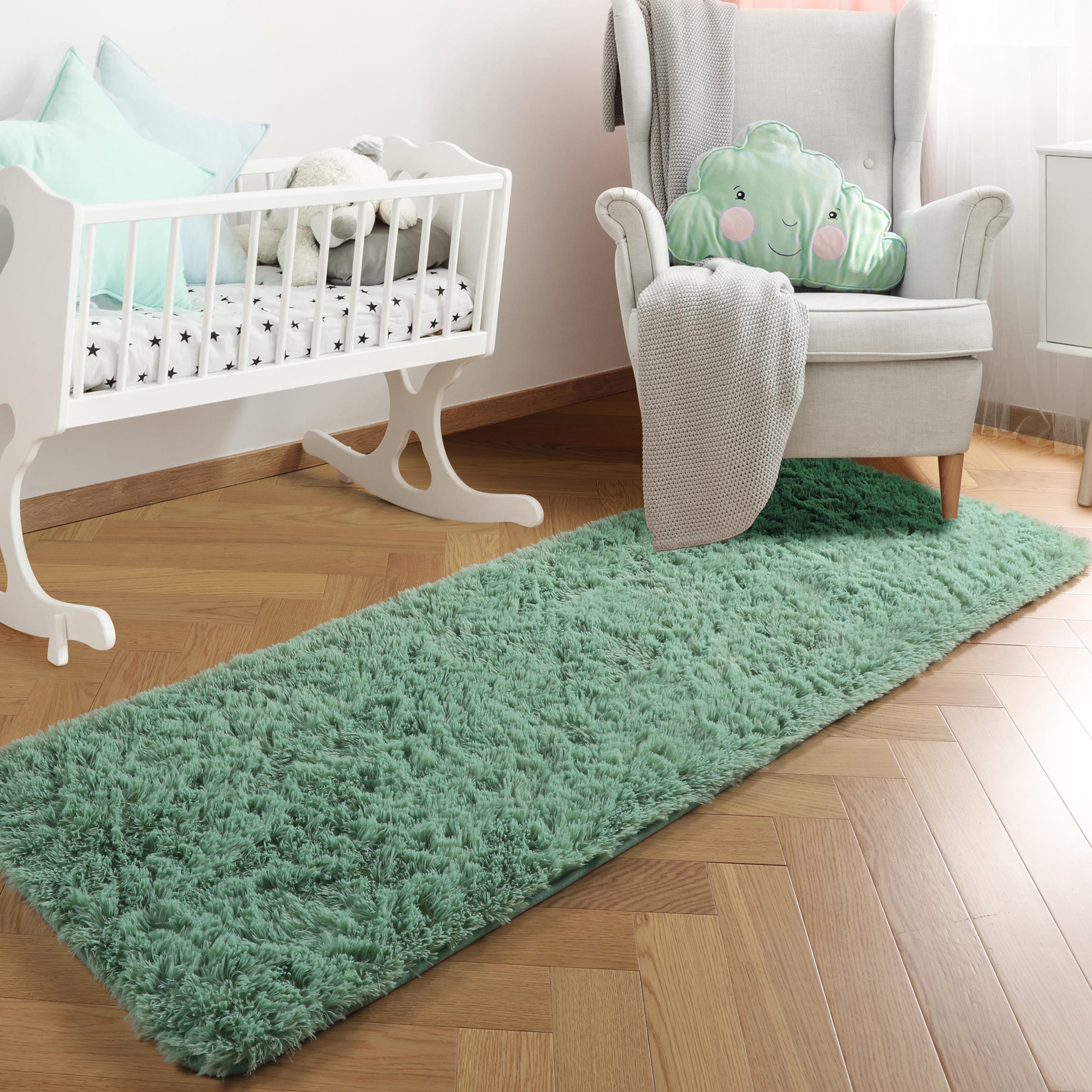 PAGISOFE Rainbow Runner Rugs for Girls Bedroom Hallway Plush Fluffy Rug 2x6 Ft, Soft Kawaii Carpet for Living Room, Non-Slip Indoor Princess Rugs for Nursery Kids Girls Room Home Decor Cute Colorful