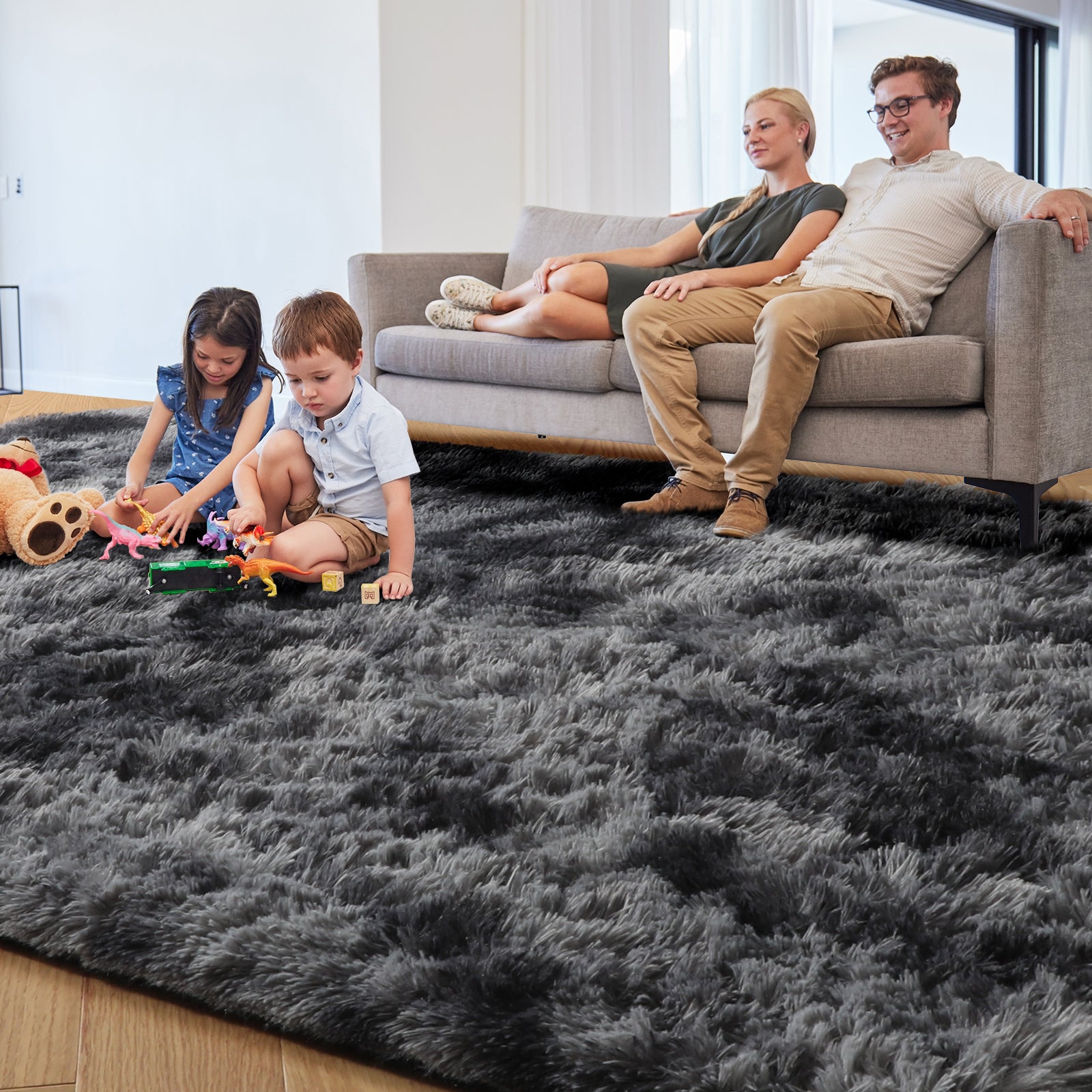 PAGISOFE Cute Furry Pastel Rug for Girls Bedroom, Soft Shag Rainbow Purple Tent Rugs for Livingroom, Kids Room, Playroom Nursery Home Decor, Plush Mermaid Kawaii Rug Fluffy Fuzzy Carpet 4x6 Area Rug