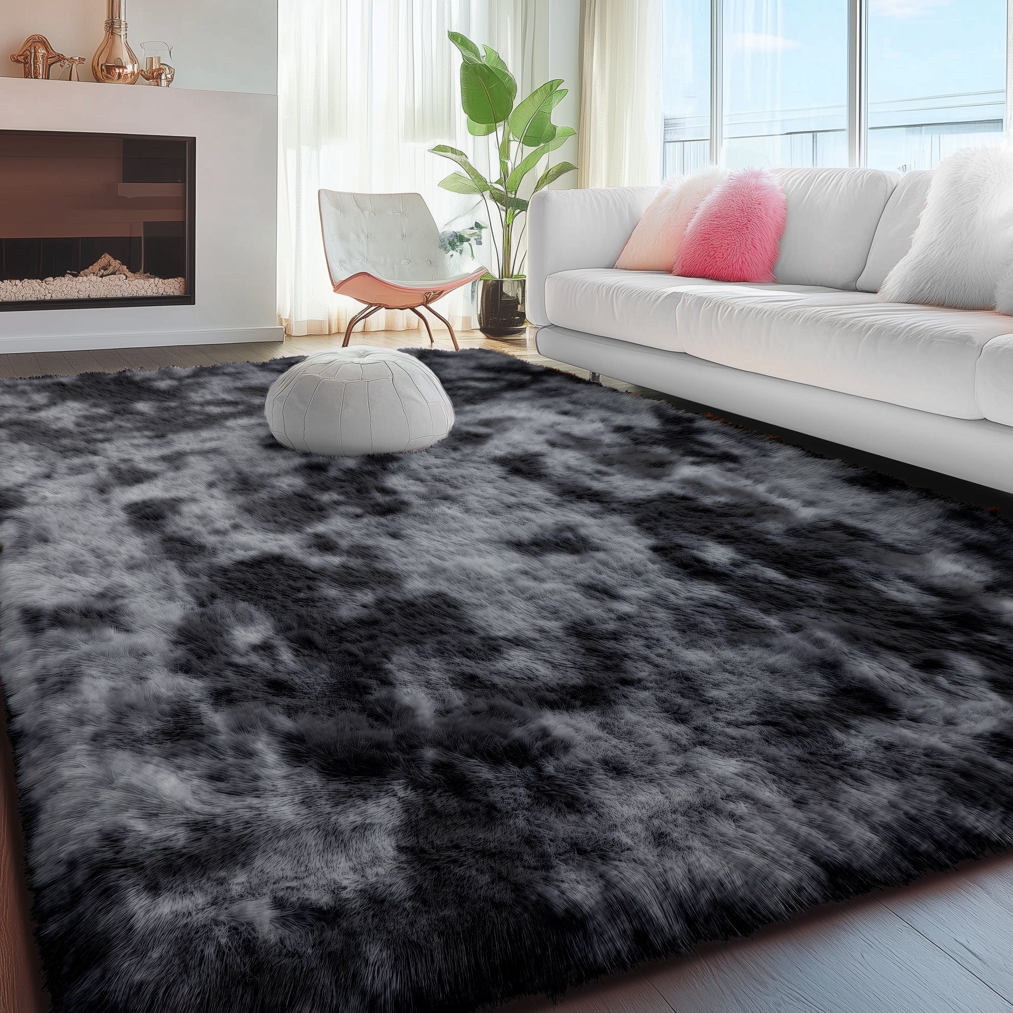 PAGISOFE Ultra Soft Rainbow Area Rugs for Girls Bedoom 4x6 Ft, Fluffy Cute Colorful Pastel Princess Carpet for Kids Teens Nursery,Dorm Rug for Room Decor Aesthetic,Hot Pink Purple Bedroom Decor