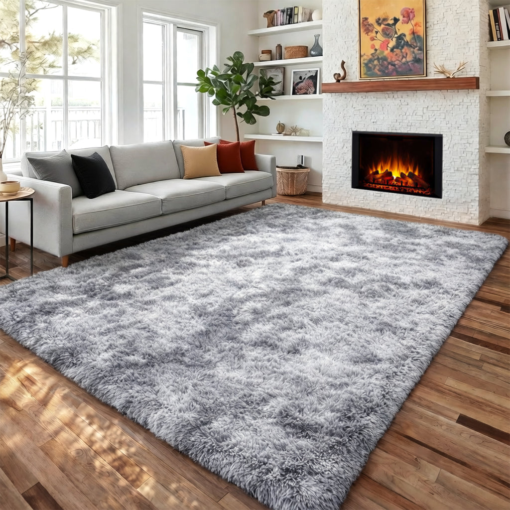 PAGISOFE Cute Furry Pastel Rug for Girls Bedroom, Soft Shag Rainbow Purple Tent Rugs for Livingroom, Kids Room, Playroom Nursery Home Decor, Plush Mermaid Kawaii Rug Fluffy Fuzzy Carpet 4x6 Area Rug